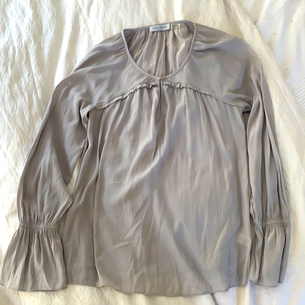 Ramy Brook long sleeve silk top! Worn once - light gray - gorgeous!!!